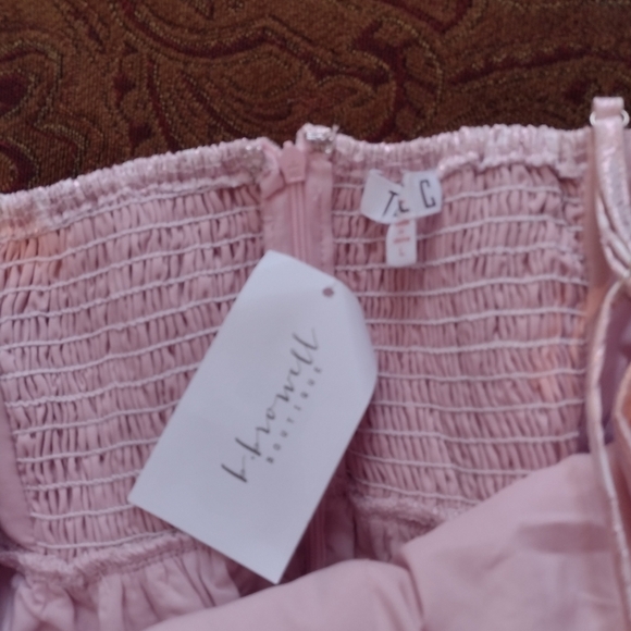 NWT TCEC Pink Spaghetti Strap Prom Dress - Picture 4 of 6